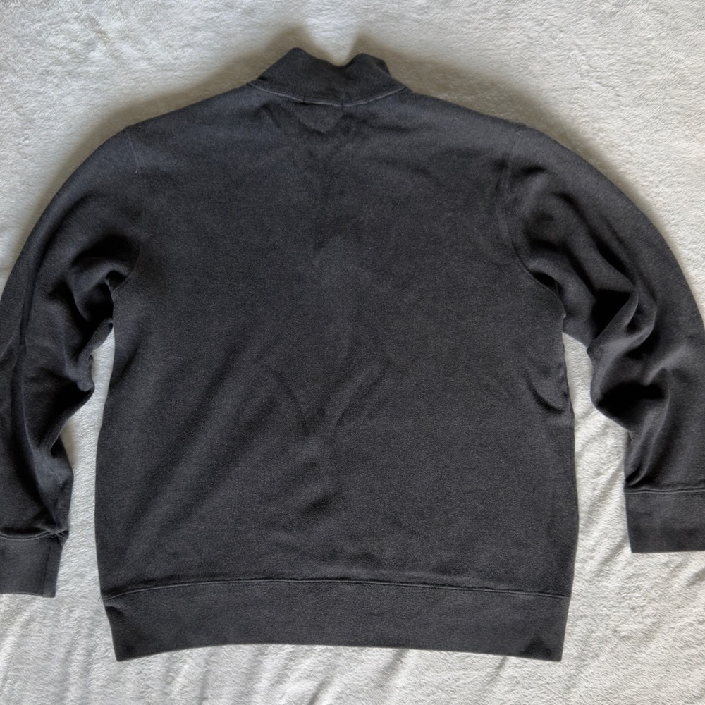 Lands' End Men's Dark Gray Quarter Zip Sweater - Picture 2 of 3